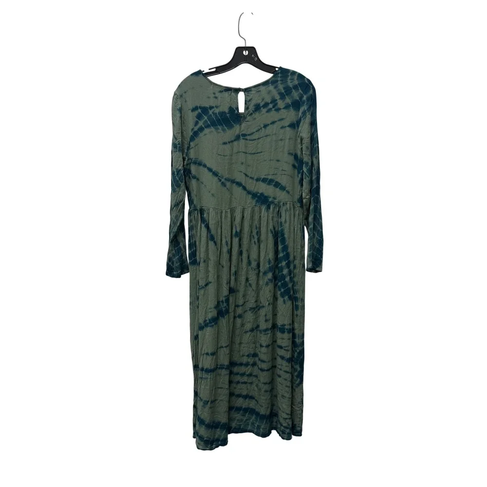 Anthropologie Dolan Left Coast Tie Dye Midi Dress Green Blue Long Sleeve‎ S